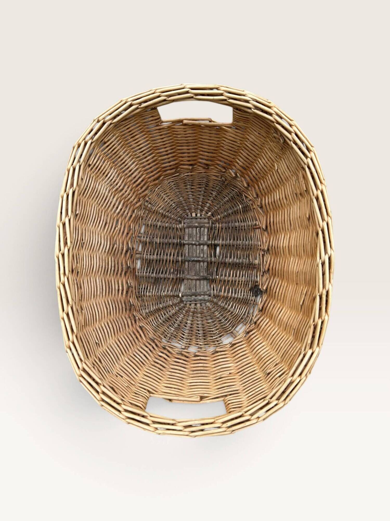Woven blonde wicker basket