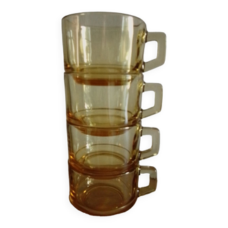 4 cups transparent glass