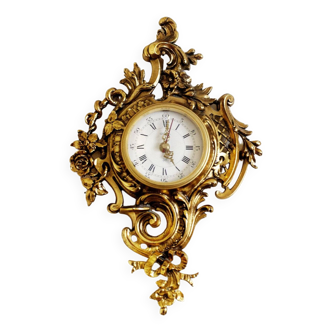 Horloge murale en laiton JAEGER Paris 1950s/60s Vintage Rococo en parfait état de marche