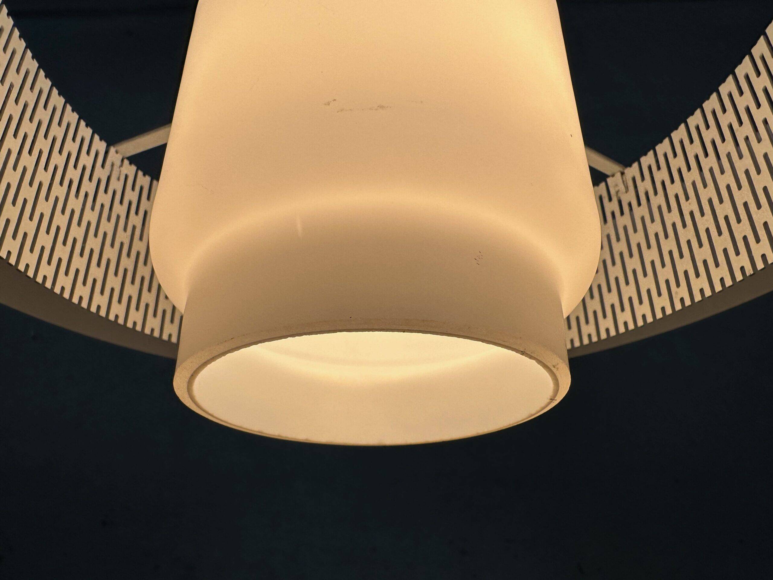 Vintage pendant lamp – metal and opaline