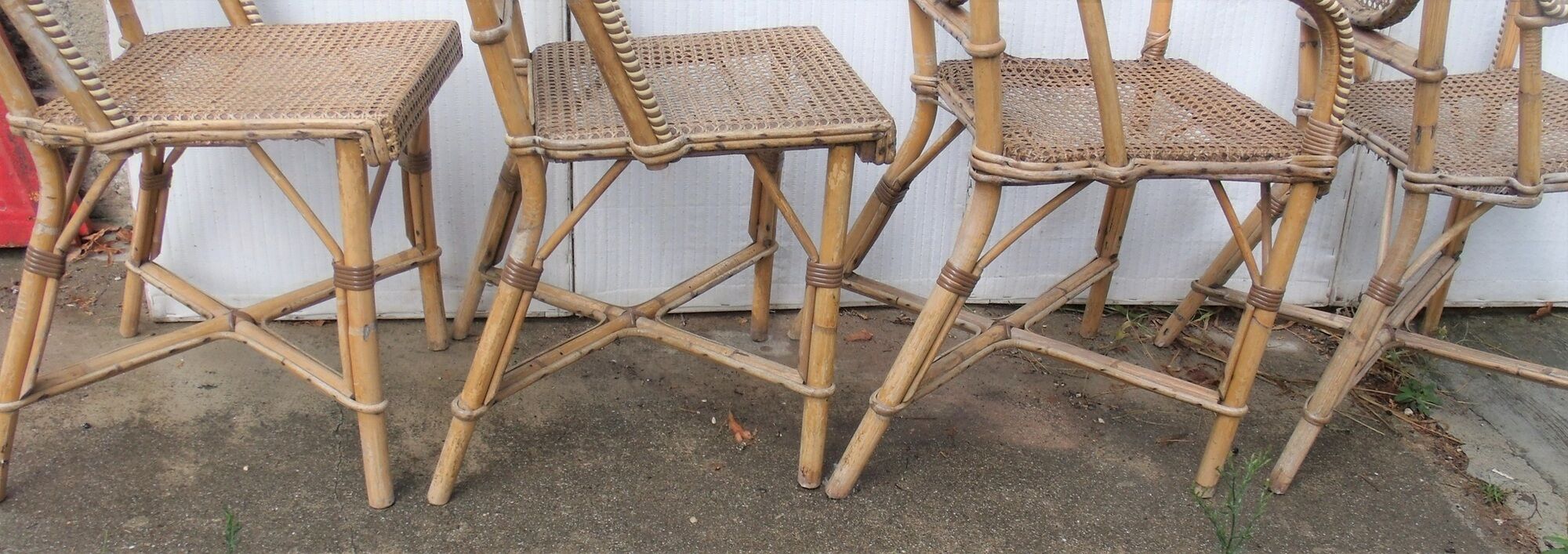 Set of chairs and cannate armchairs of bistro terasse de bar
