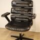 Fauteuil de bureau vintage en skaï et bois - 1970