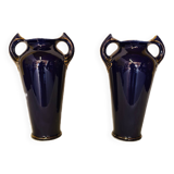 French Art Nouveau Ceramic Vases Louis Gueule Vierzon, Early 20th Century