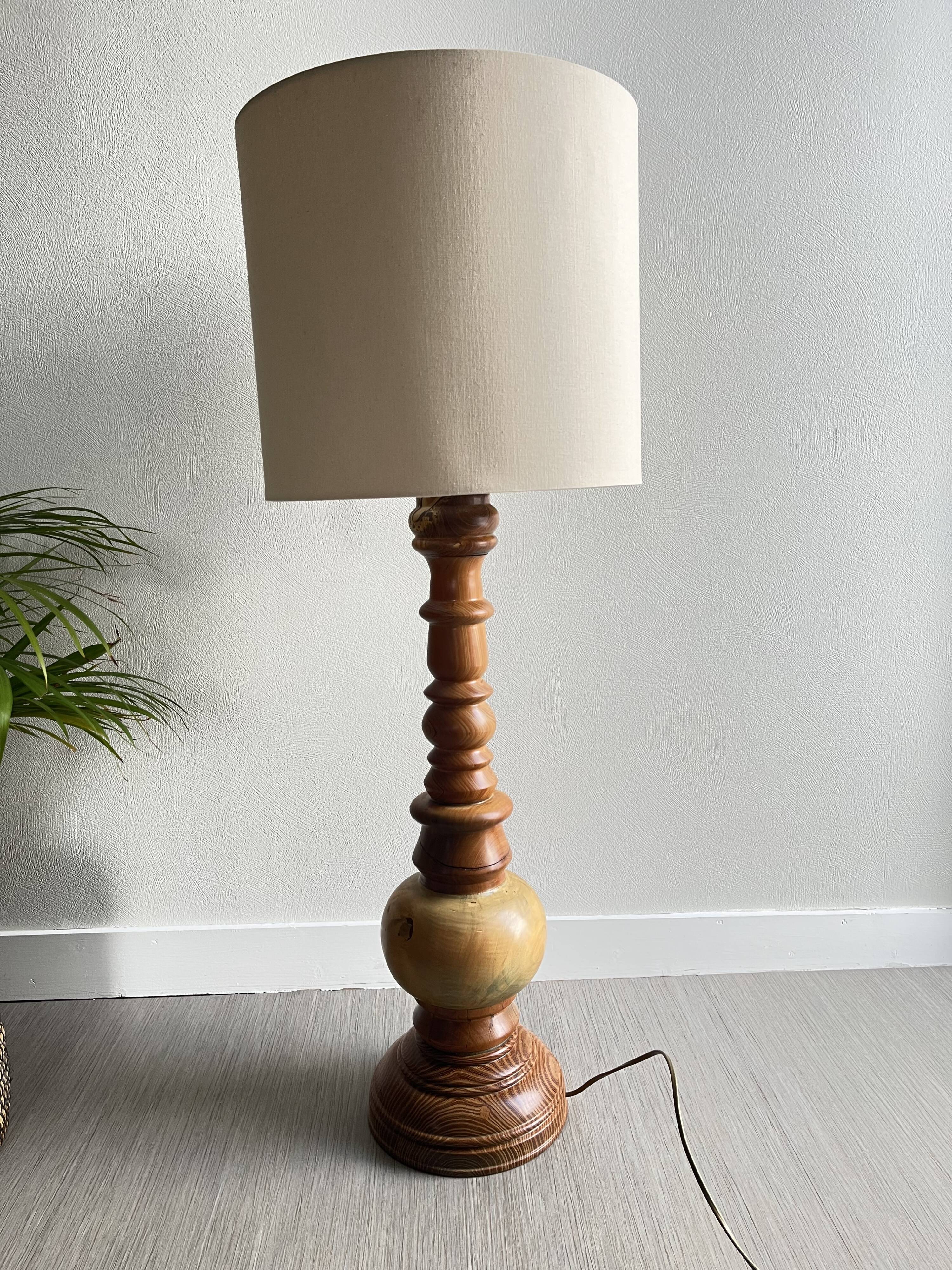 Vintage turned wooden lamp base