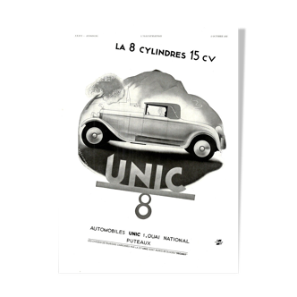 Vintage 30s unic Auto poster