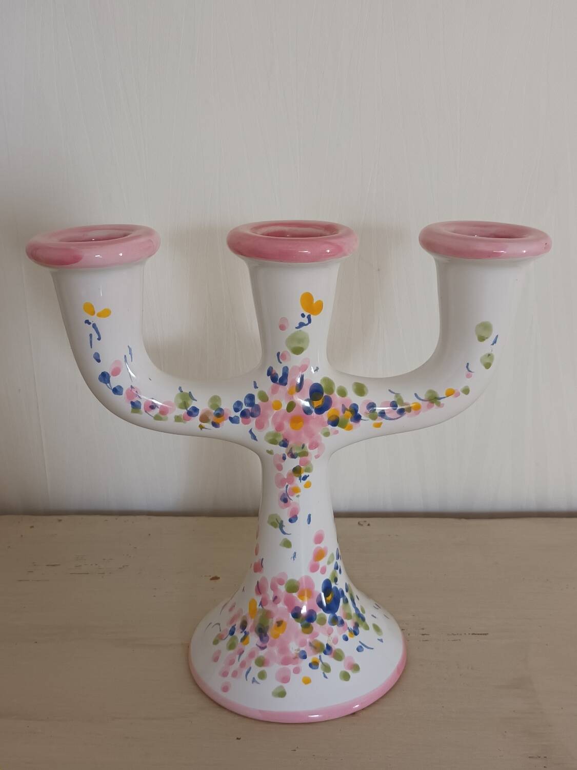 Vintage flower decor ceramic candle holder