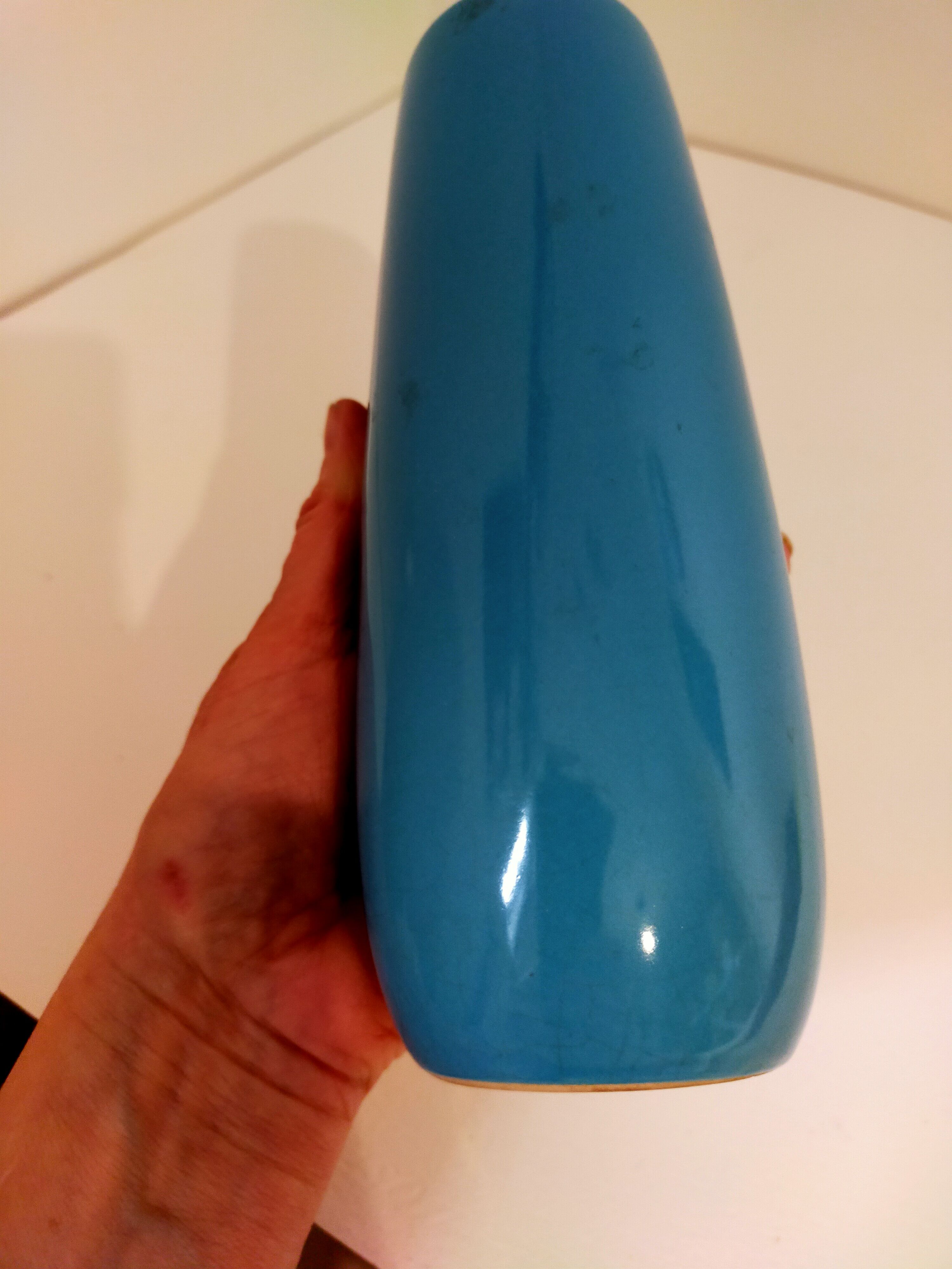 Turquoise blue vase brand YR