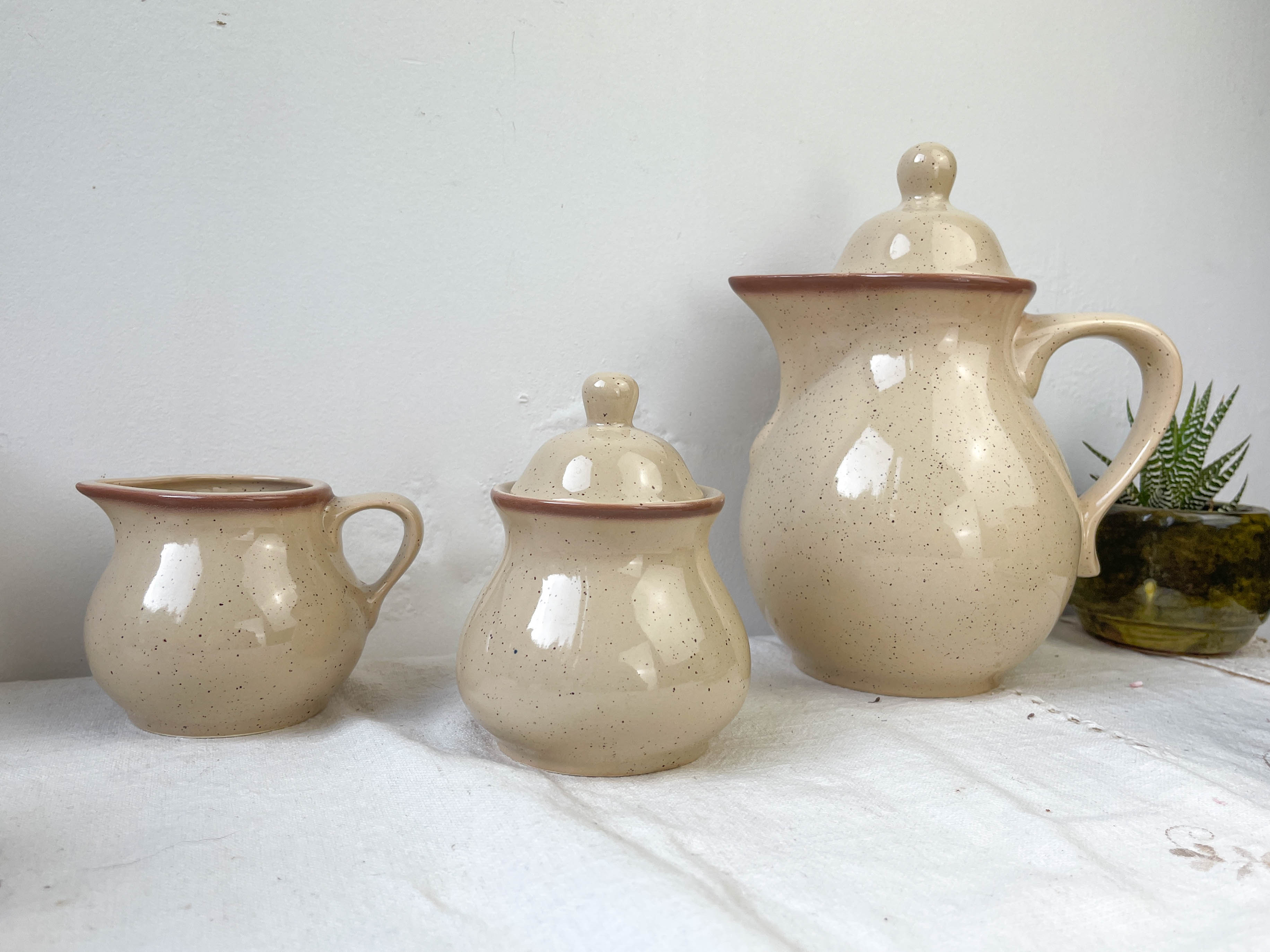 Mid-century speckled stoneware coffee set from the 20th century