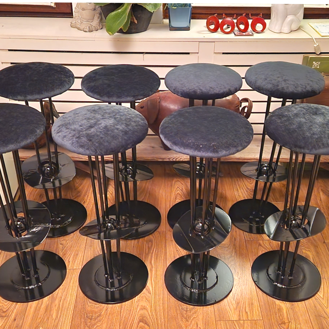 Metal post modern bar stools set of 4, Belgium 1980s