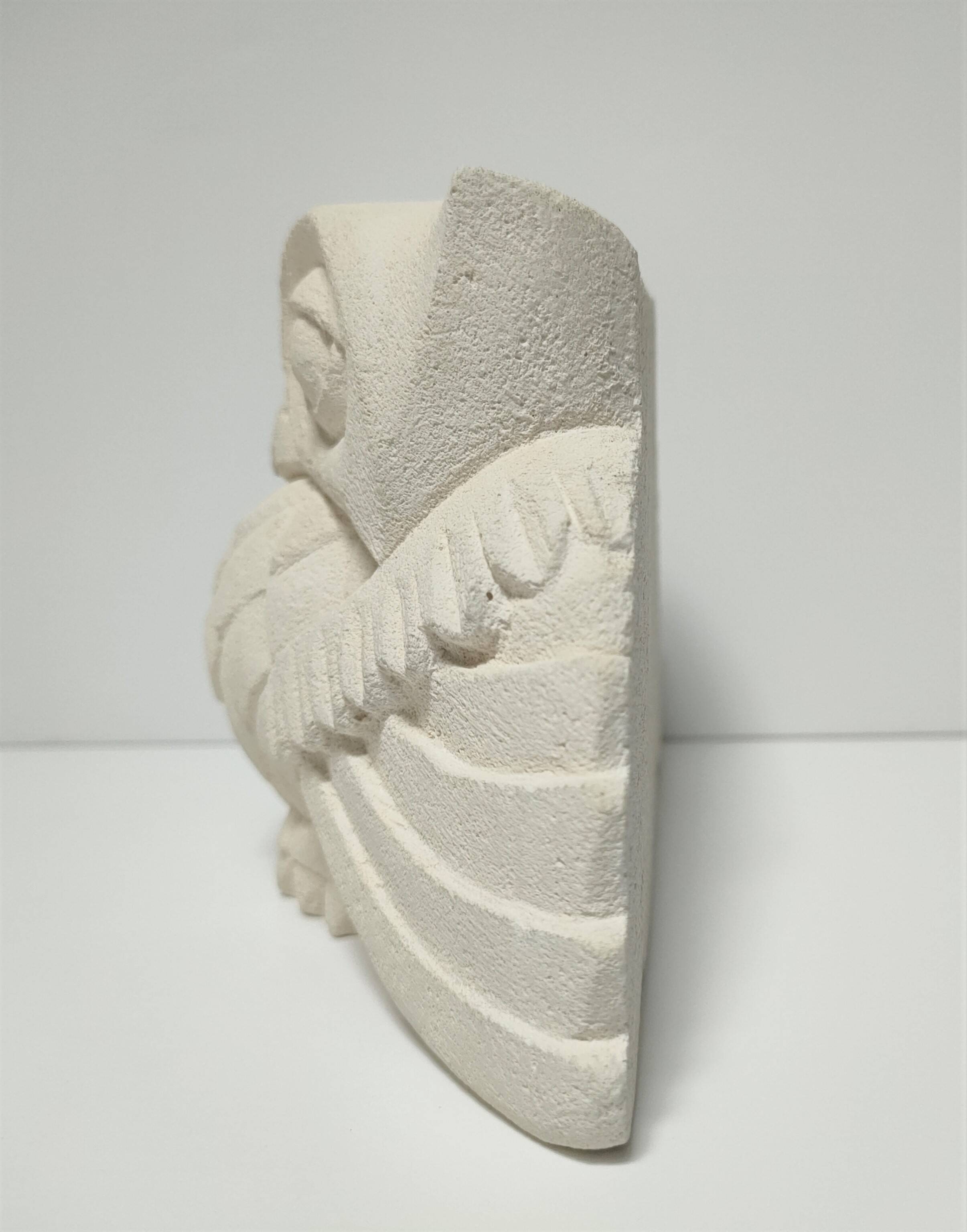 Signed stone owl sculpture