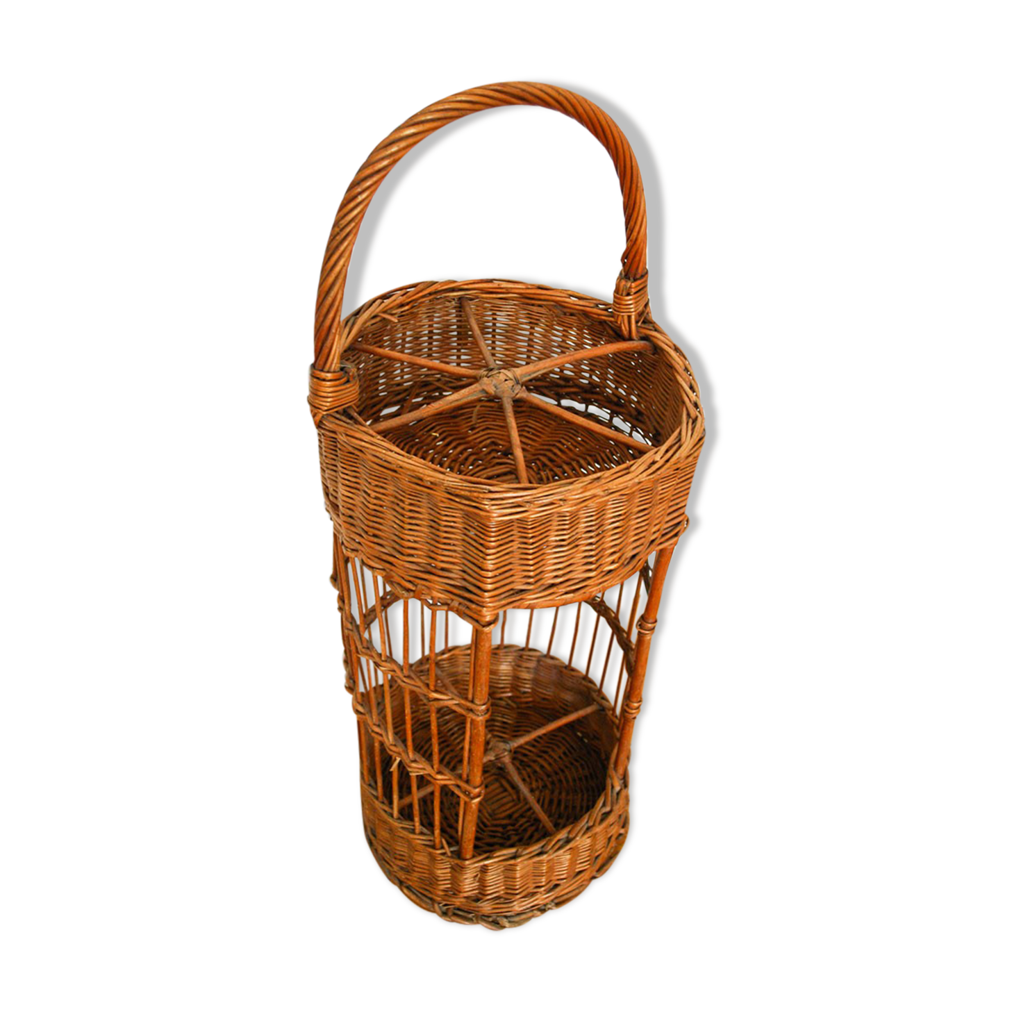 Wicker bottle rack bar basket