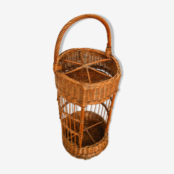 Wicker bottle rack bar basket