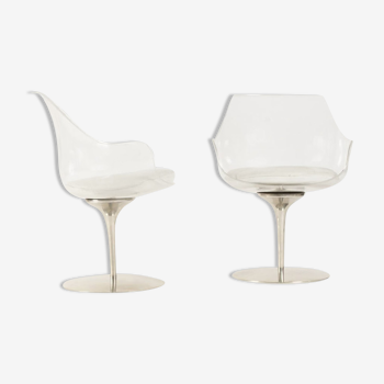 Paire de chaises vintage Estelle Laverne champagne design