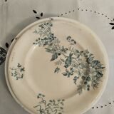 Set of 2 Longwy earthenware plates, Mignon model, blue/green