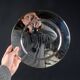 Set of 8 round serving platters or saucers in vintage stainless steel