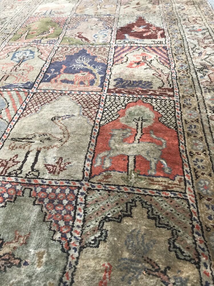 Old kaysery turkey rug in handmade silk 85x216 cm