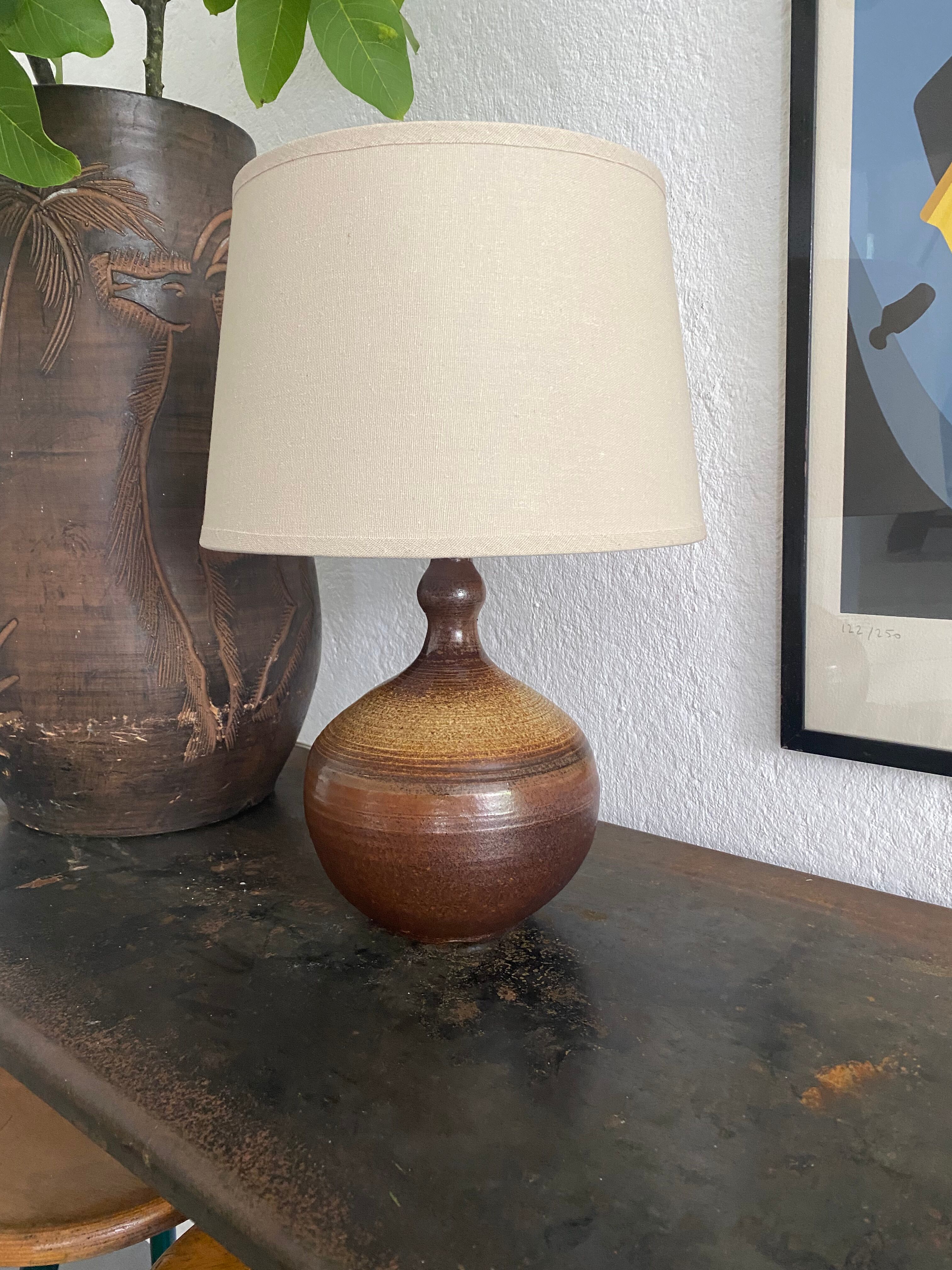 Lampe grès tourné vintage années 60