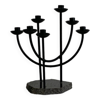 Metal candle holder and black quartz base