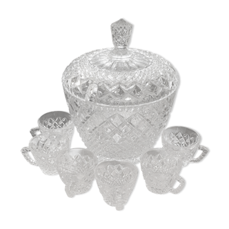 Cut crystal punch service, set of 6