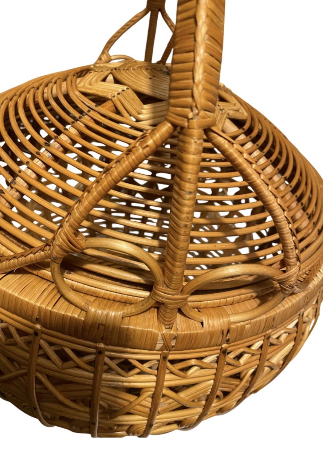 Large vintage woven rattan basket
