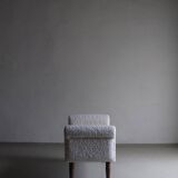 White faux shearling ottoman | 1960s