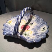 Breton earthenware basket with floral decoration empty pocket fruit cutter