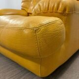 Fauteuil cuir jaune Rochebobois années 80/90