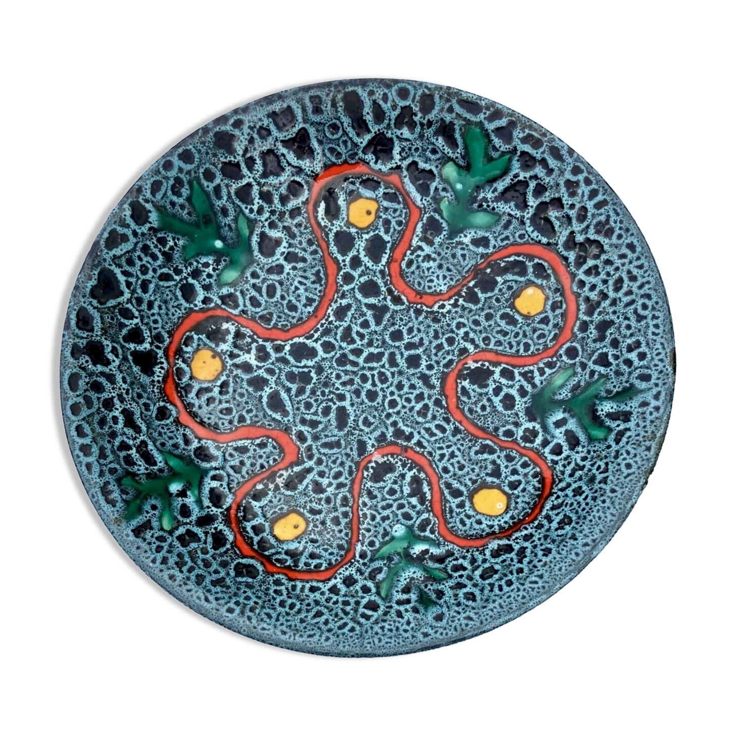 Ceramic dish 60-70 Poet Laval Modernist abstract décor