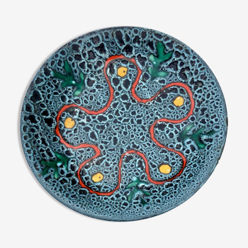Ceramic dish 60-70 Poet Laval Modernist abstract décor