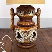 Of the 1970s vintage, foot in ceramic and fabric shade floor lamp
