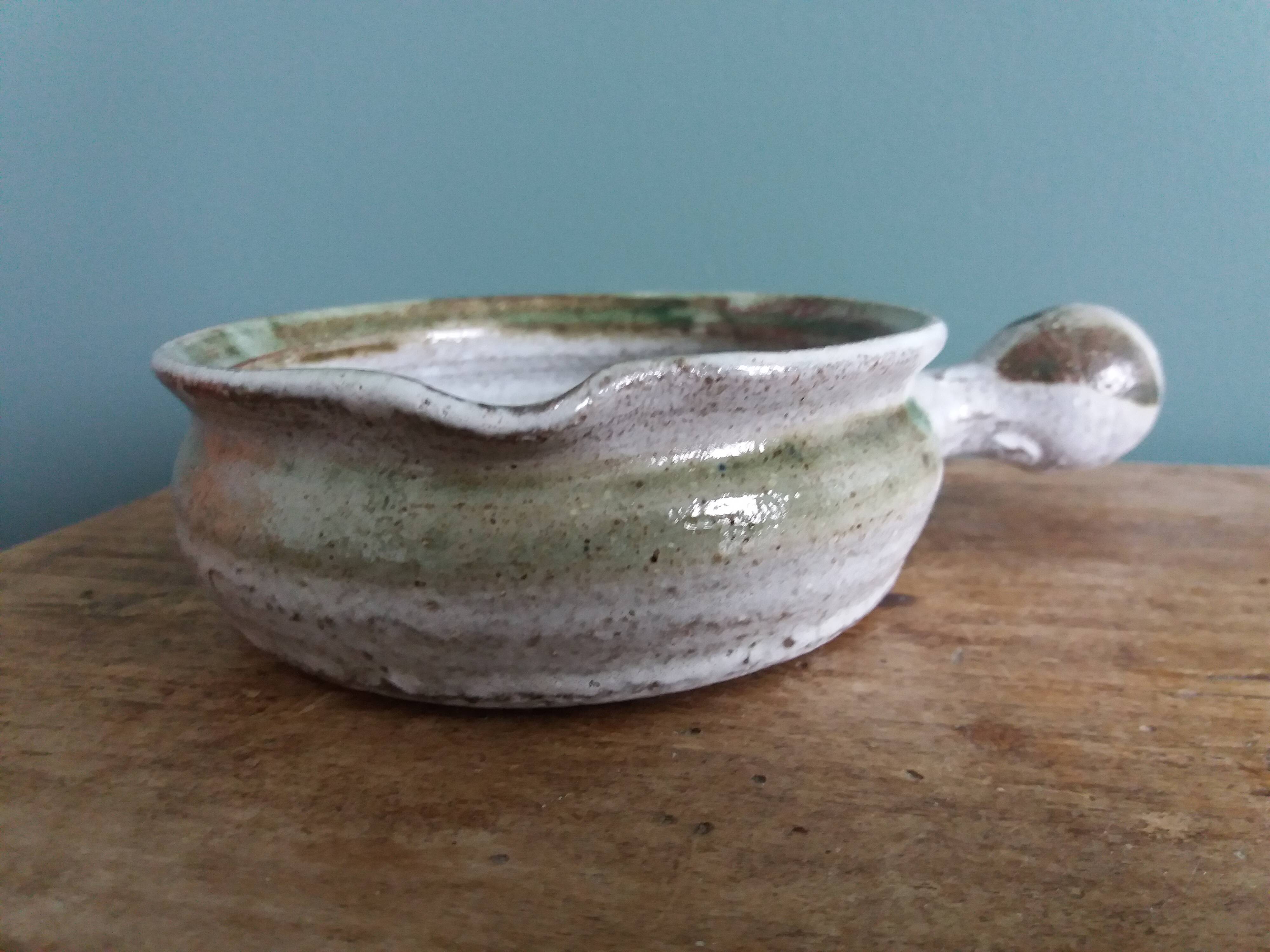 Stoneware sauce pot signed Thiry in Vallauris