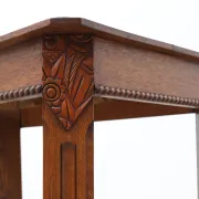 French Art Deco Side Table with Fluted Legs, Carved Frieze and X-Stretcher,