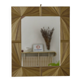 Mirror with straw marquetry frame