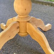 Table à manger ronde extensible pied central rénovée en bois massif 200cm
