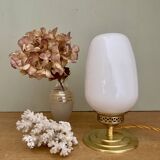 Vintage globe table lamp in white opaline