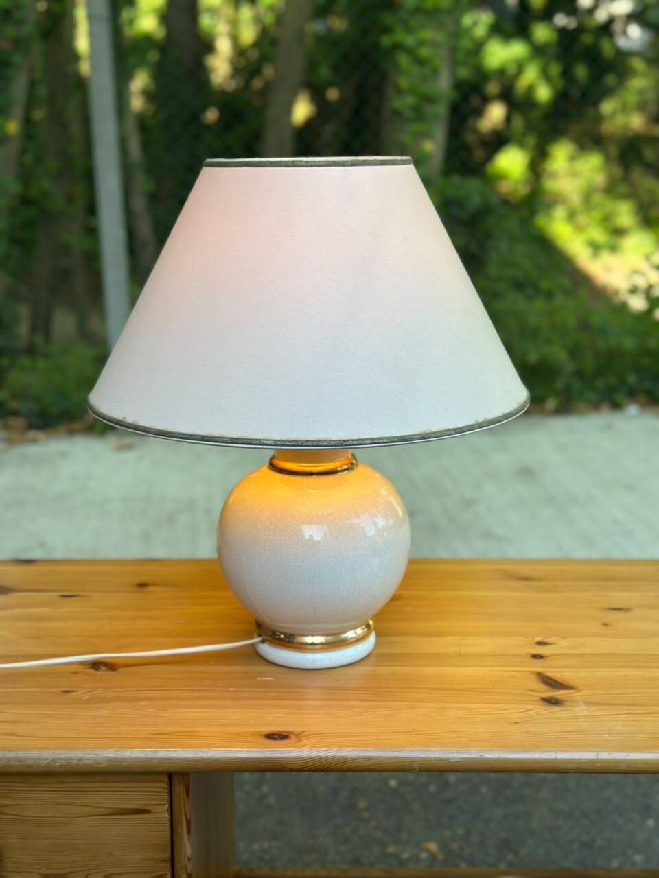 Vintage table lamp in crackled ceramic Rosagaso Spain 1990