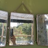 Antique triptych barber mirror