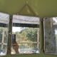 Antique triptych barber mirror