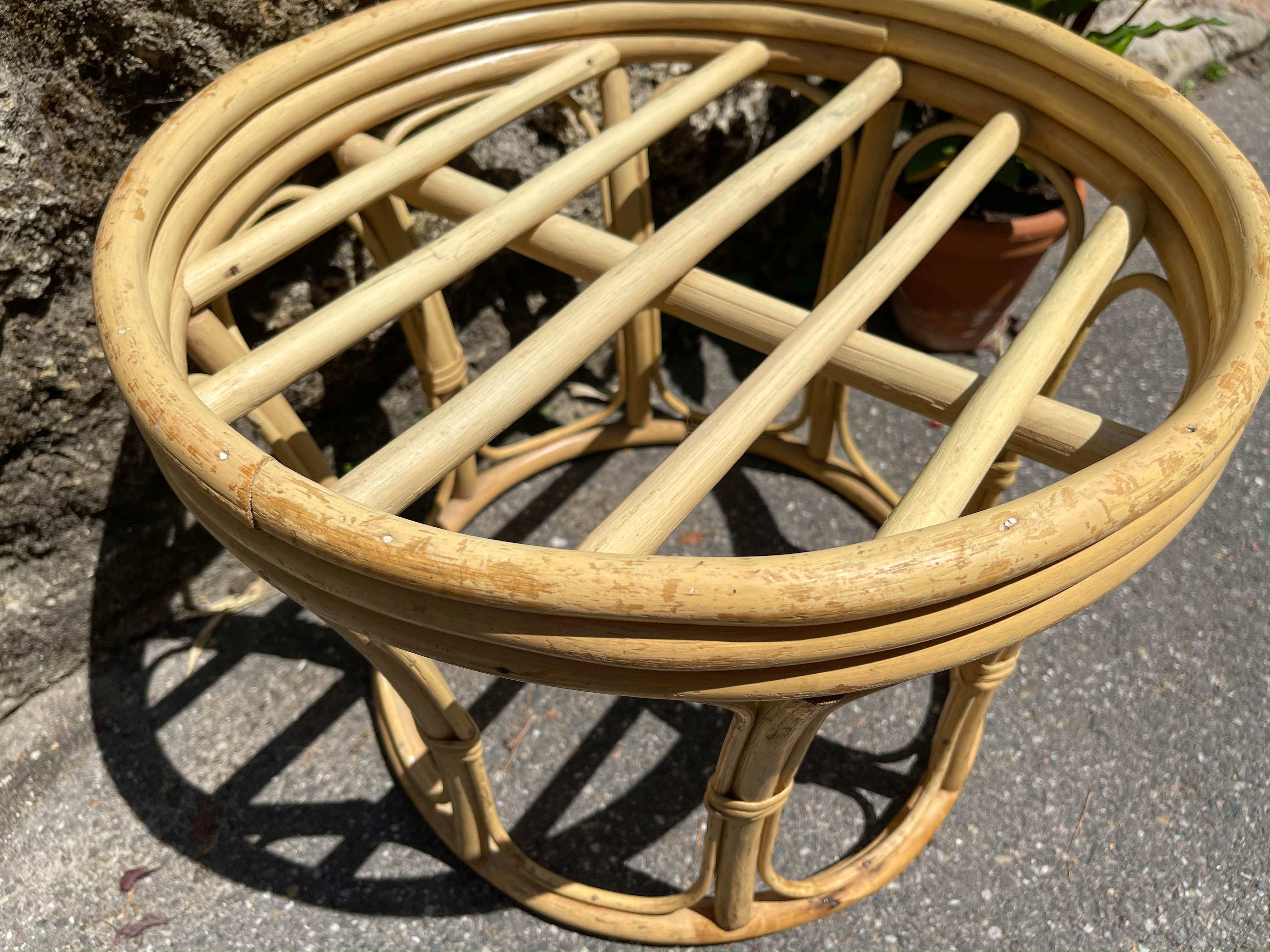 Tabouret en bambou années 50