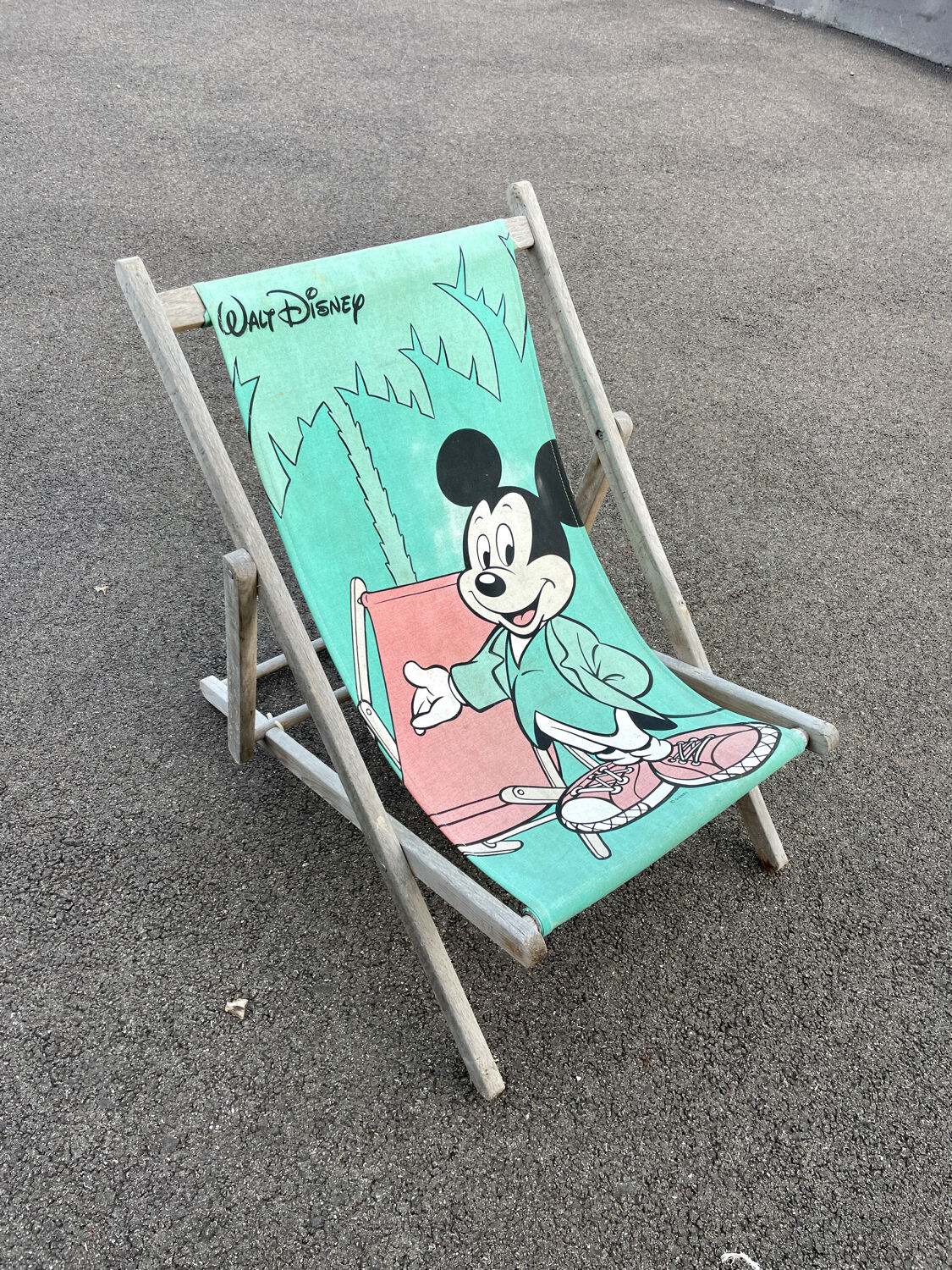 Vintage chilean child deckchair 1980 Mickey Walt disney