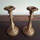 Pair of large candlesticks in gilded brass, 19th century.