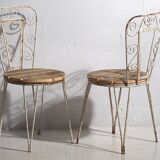 Anciennes chaises d’extérieur blanches (vers 1920). Ensemble de 4 pièces