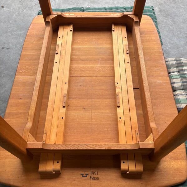 Large solid oak dining table by Wasa, 1990s