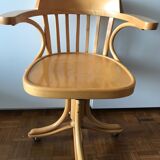 Fauteuil bureau bois Radomsko Zmg Pologne 1950 vintage