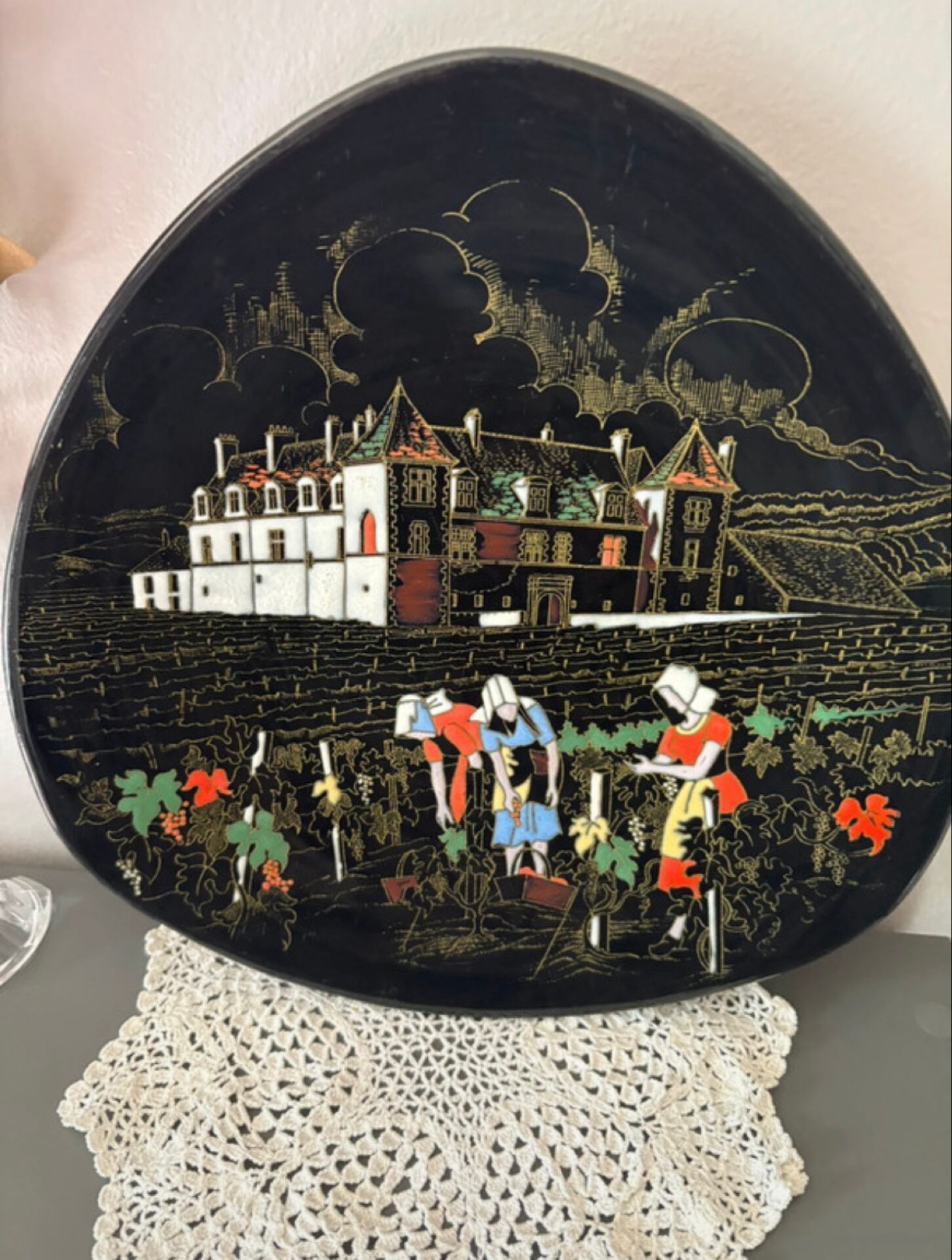 Assiette décorative Longwy décor de vendanges