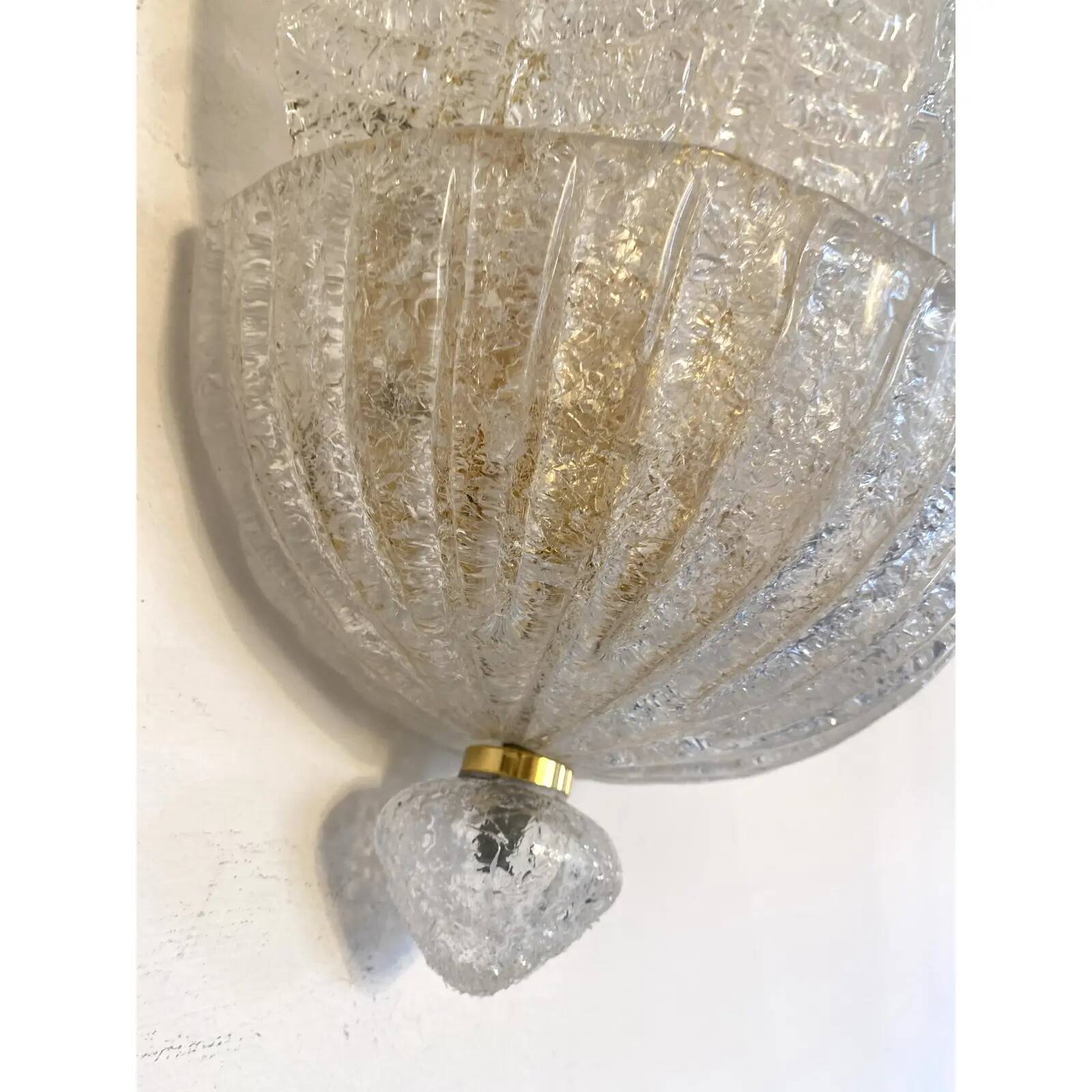 Contemporary Venetian Transparent Graniglia “Leaf” Murano Glass Wall Sconce