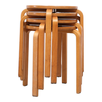 Tabourets empilables vintage Frosta Bentwood pour Ikea, années 1990