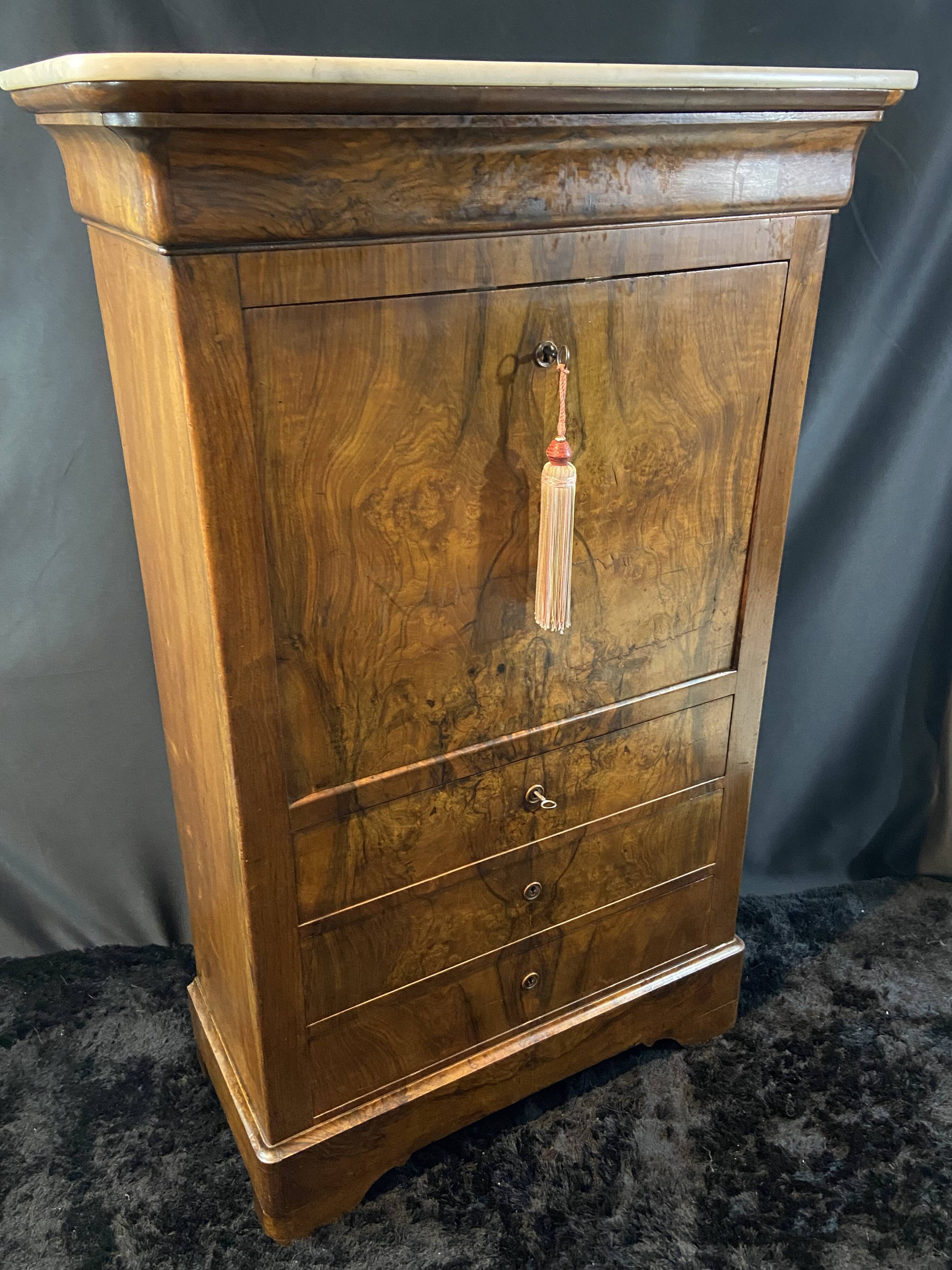 Secrétaire XIXe en noyer d'époque Louis-Philippe