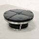 Large Italian circular bench in leather, chromed metal structure, 1970