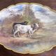 Large decorative plate made of hand-painted porcelain – Countryside scene with cattle